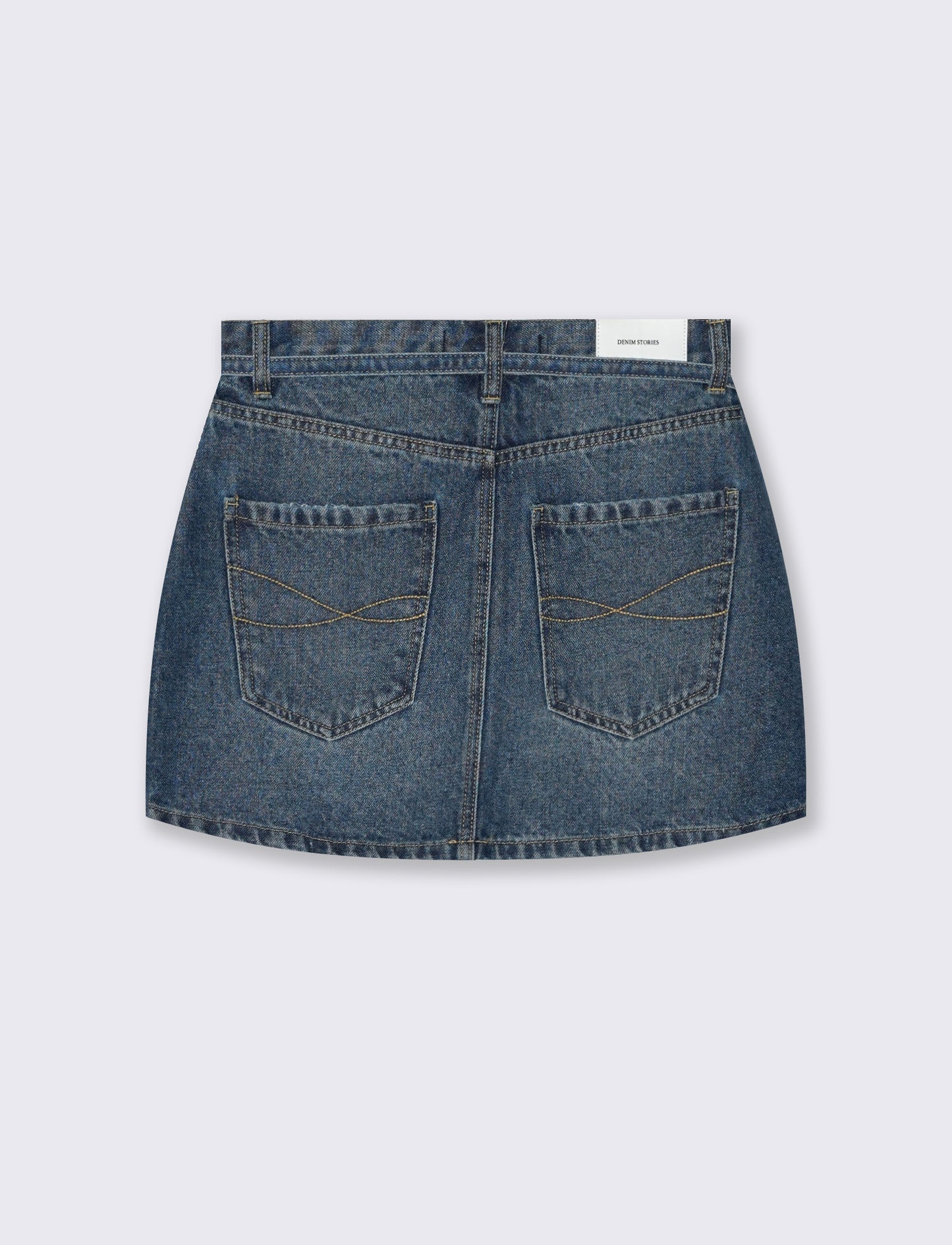 Denim mini skirt with drawstring waist - Blue