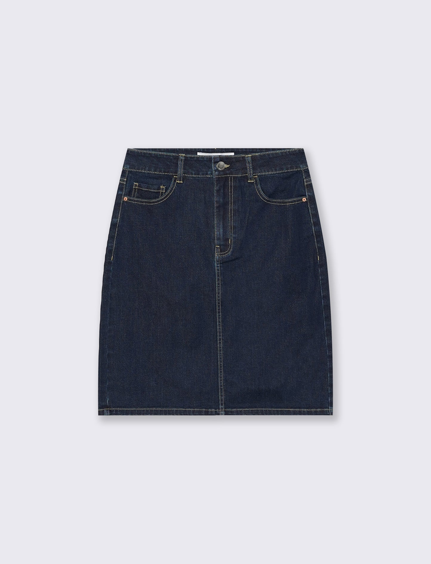 Longuette Denim con Spacco e Chiusura - Denim