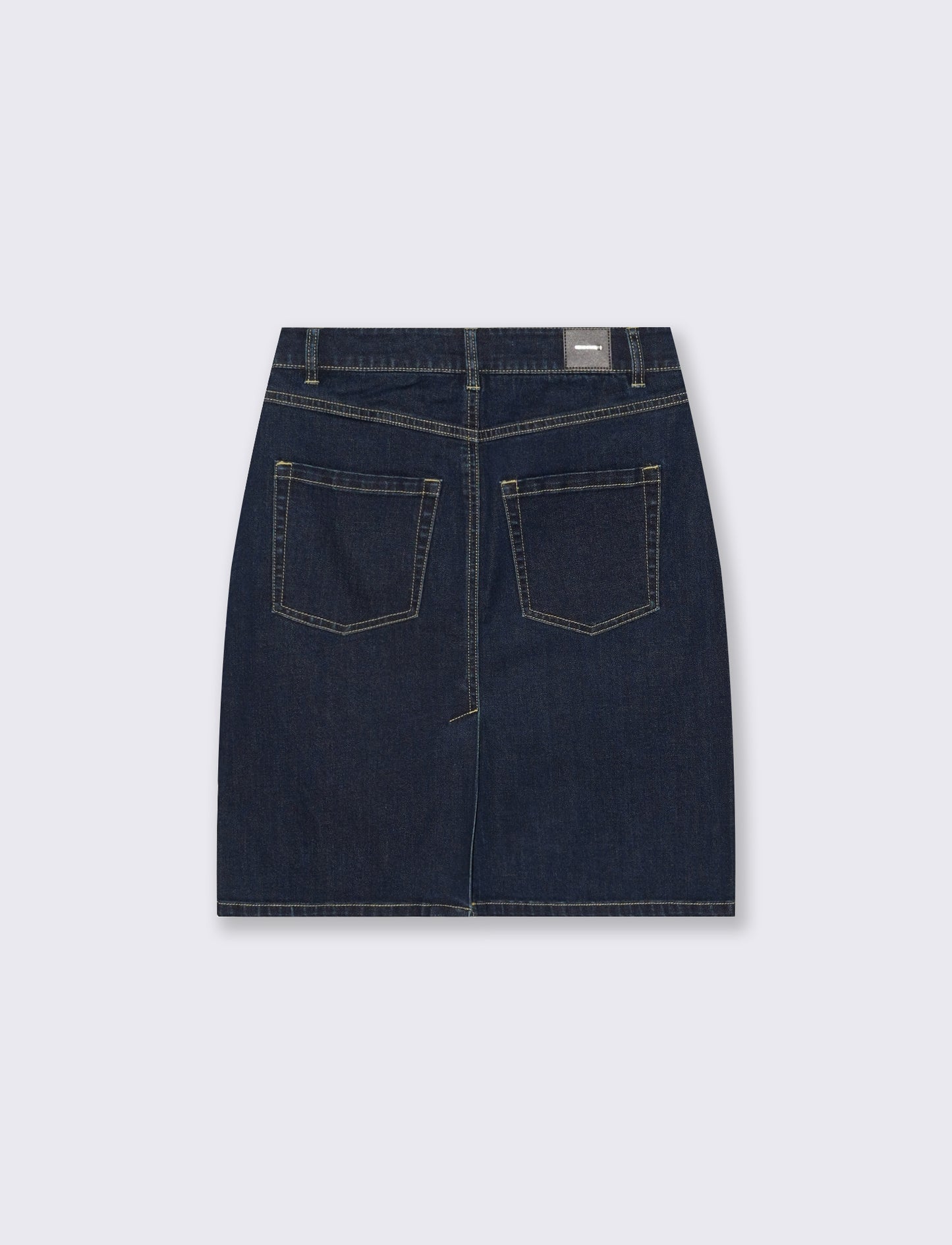 Longuette Denim con Spacco e Chiusura - Denim