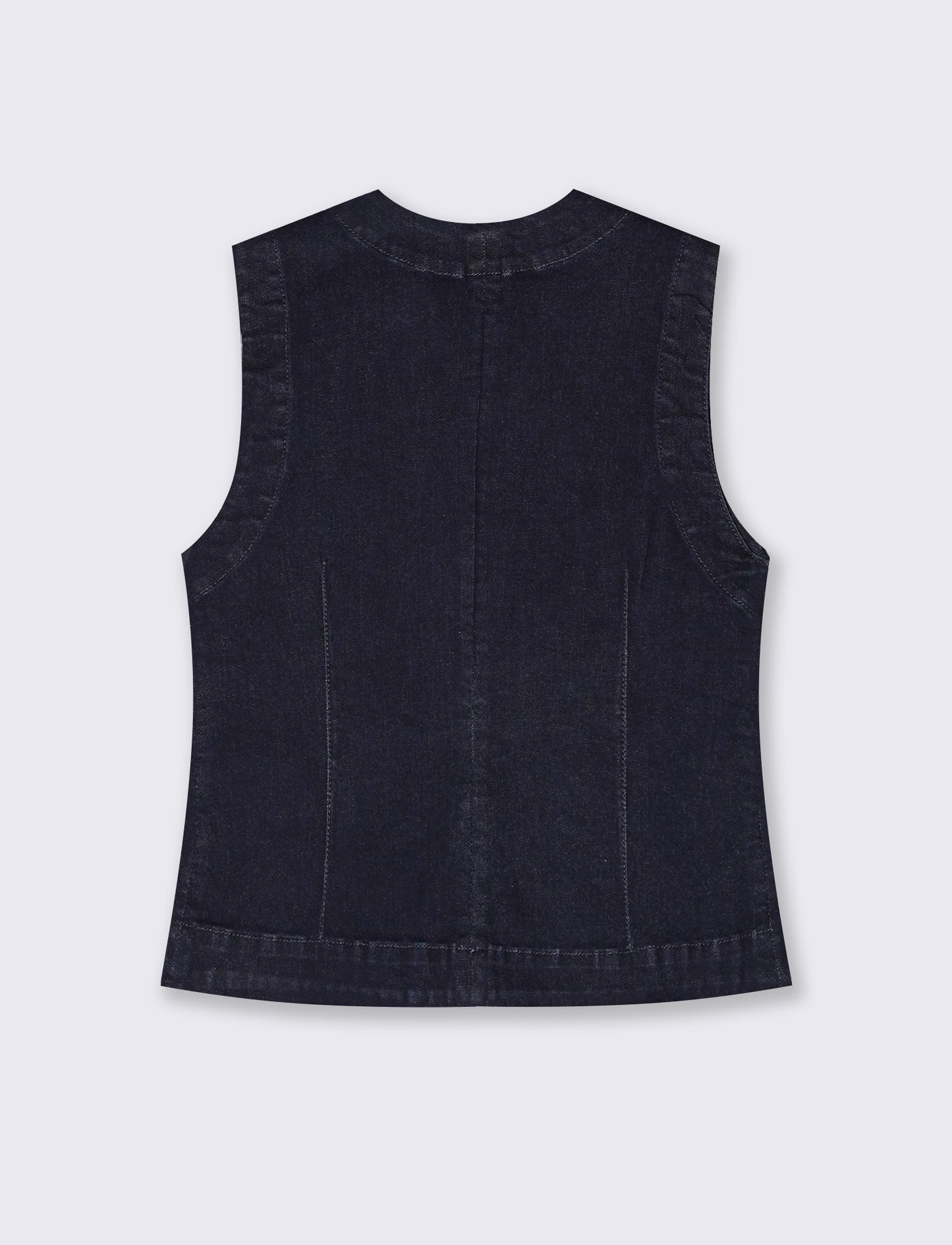 Gilet in denim con tasche a taglio avanti - Denim