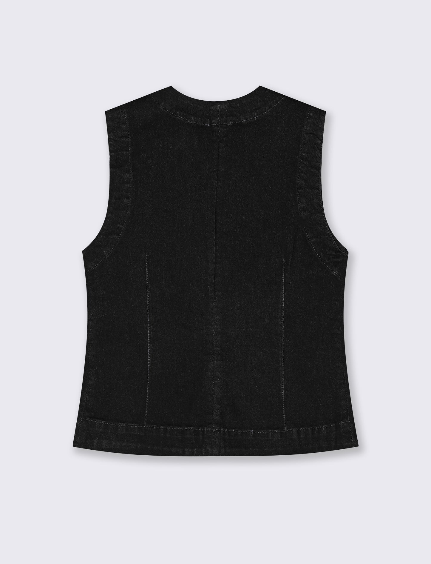 Gilet in denim con tasche a taglio avanti - Nero