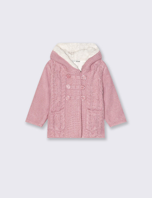 Cardigan con interno in pile - Lilla
