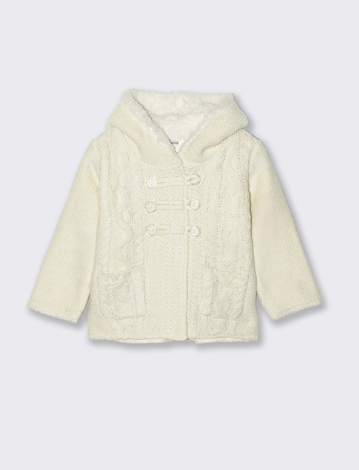 Cardigan con interno in pile - Bianco latte