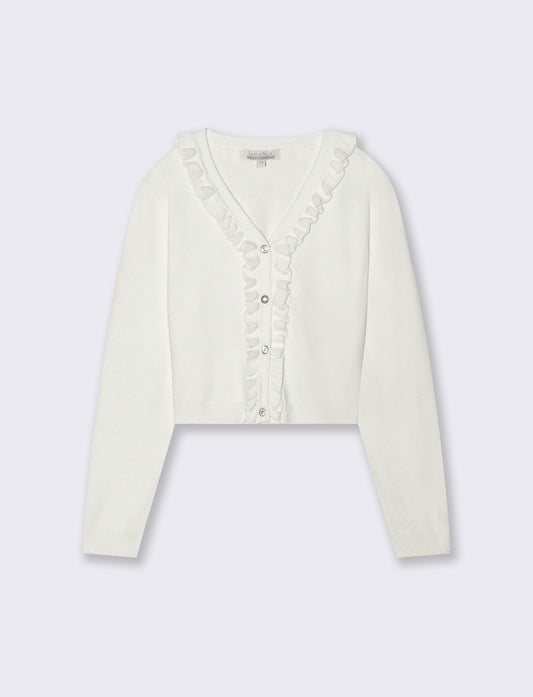 Cardigan scollo a V - Bianco latte