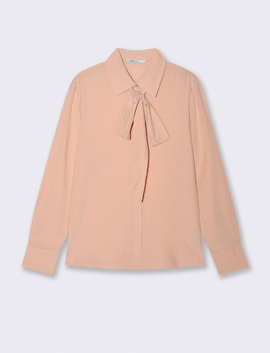 Camicia con fusciacca al collo e maniche lunghe - Pesca