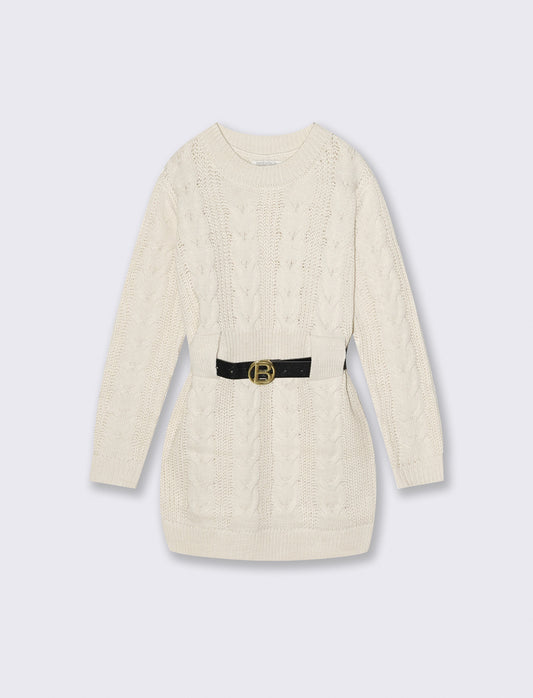 Abito con cintura - Beige