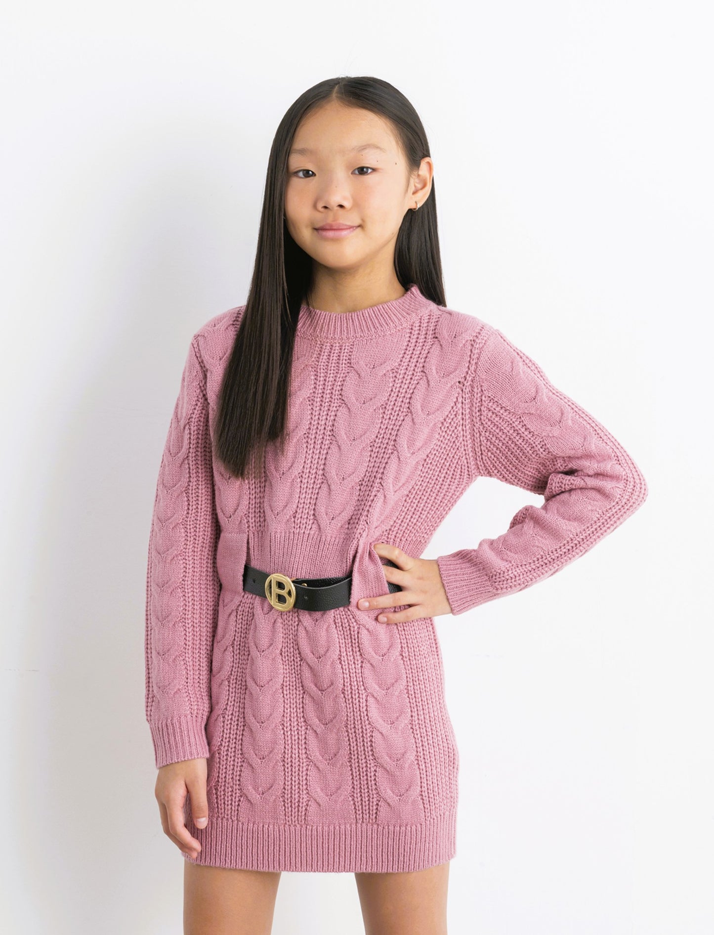 Abito con cintura - Rosa cipolla