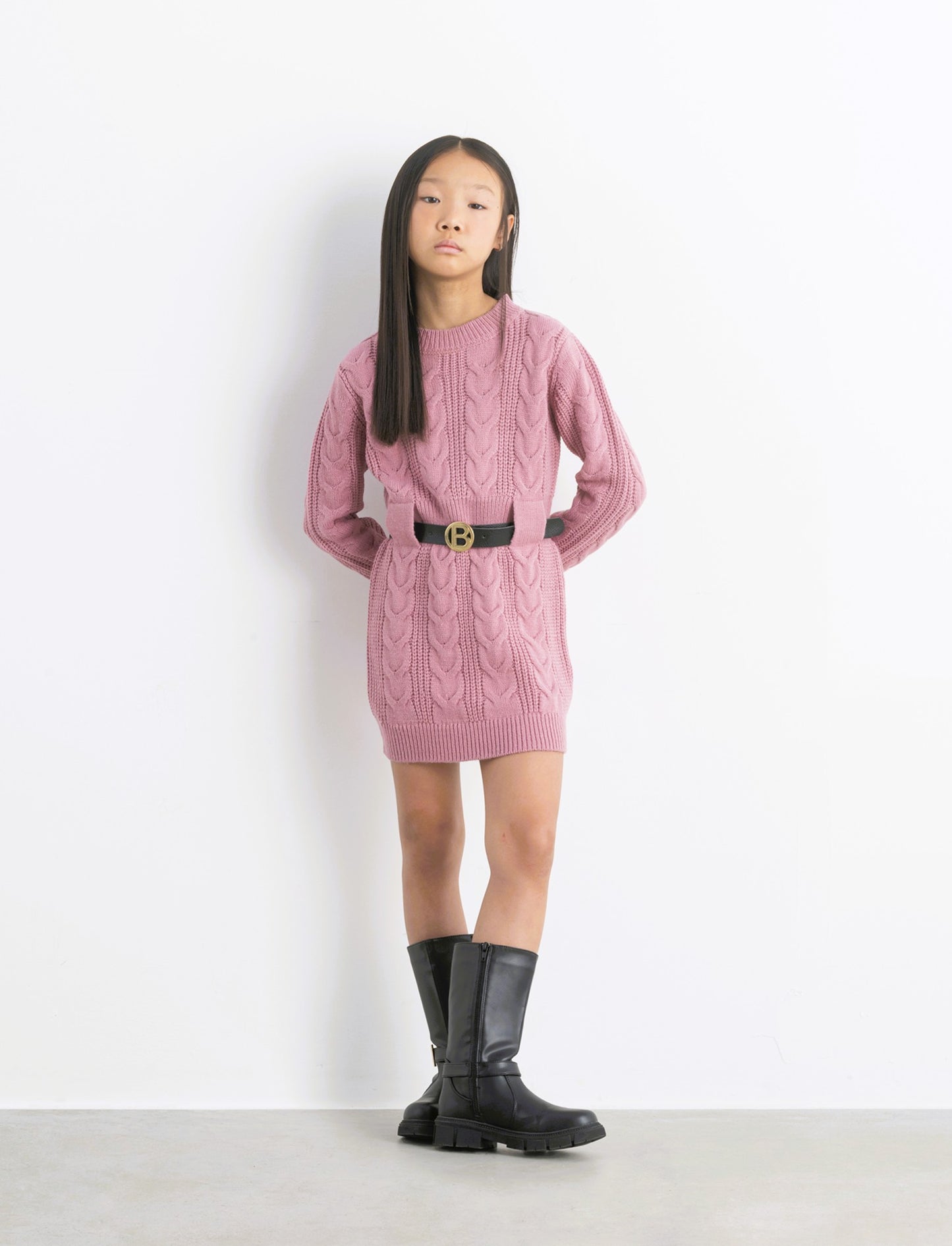 Abito con cintura - Rosa cipolla