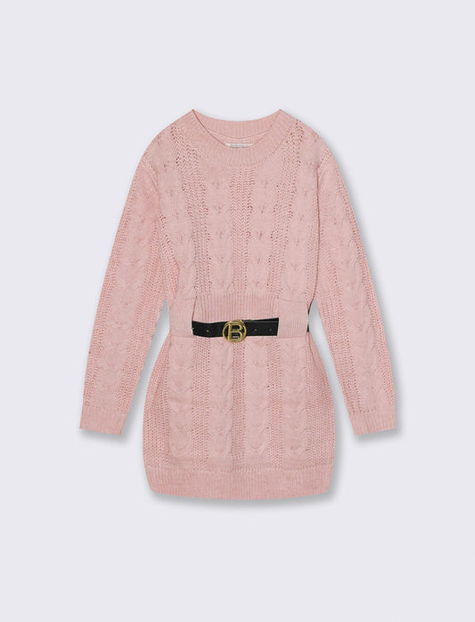 Abito con cintura - Rosa cipolla