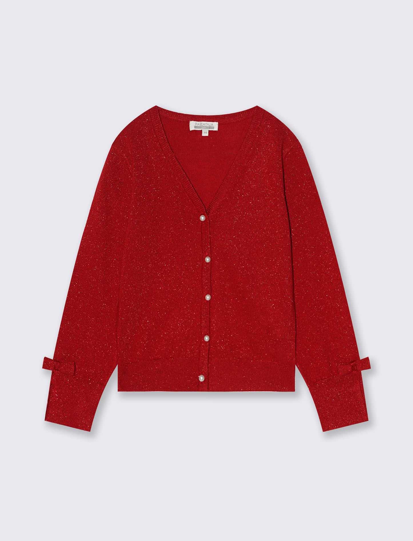 Cardigan da bambina effetto brillante. - Rosso