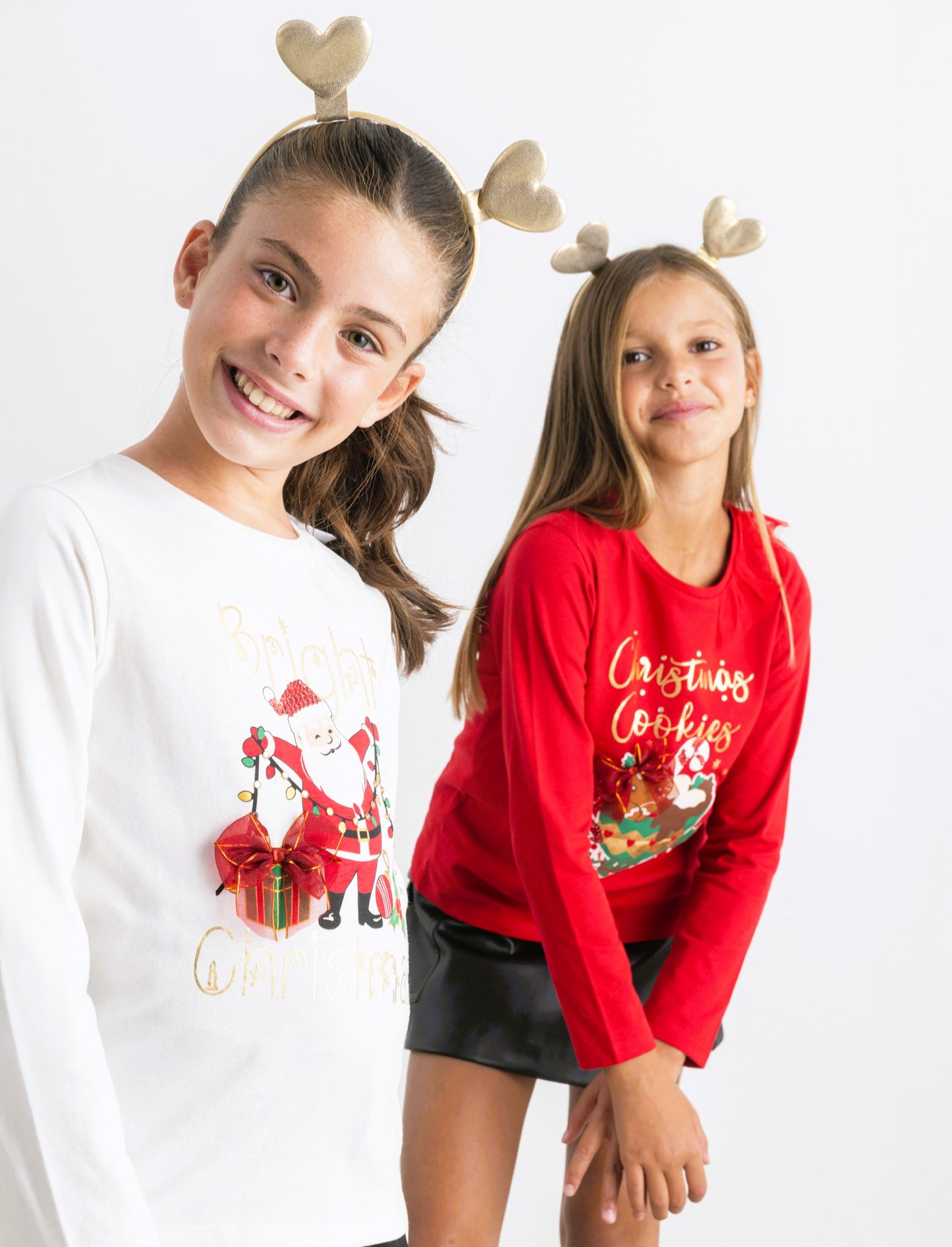 T-shirt natalizia a manica lunga. - Rosso