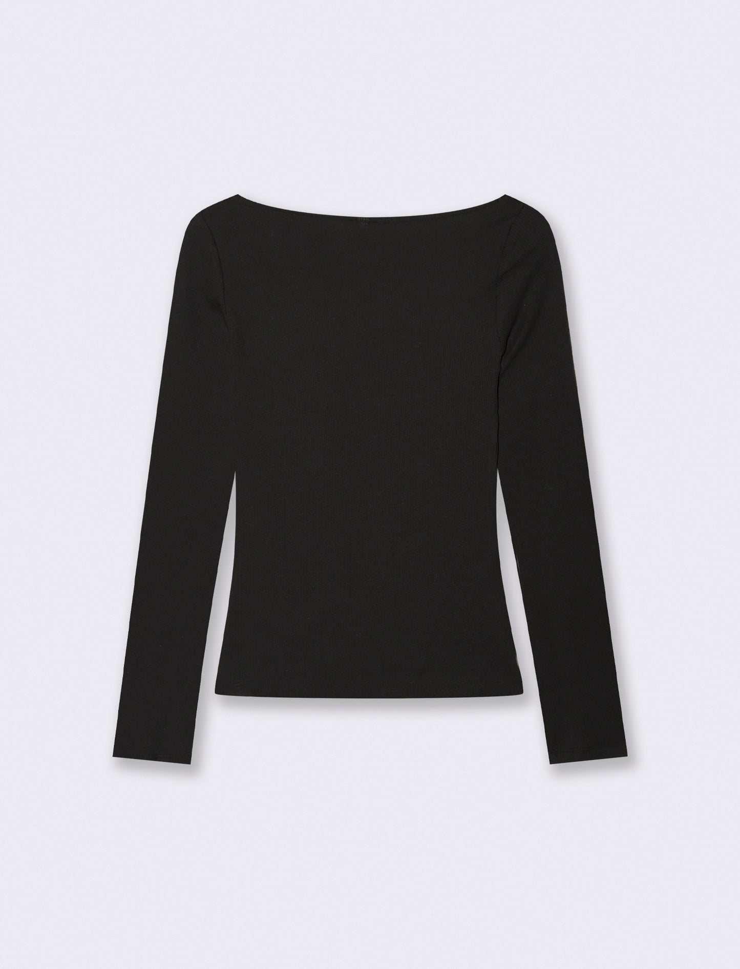 T-shirt con pizzo e scollo a V lungo - Nero