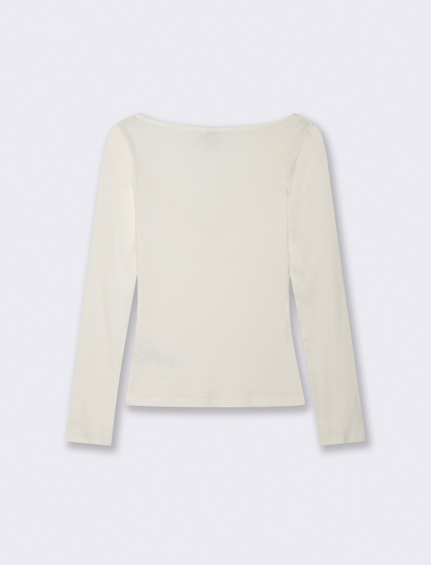 T-shirt con pizzo e scollo a V lungo - Avorio