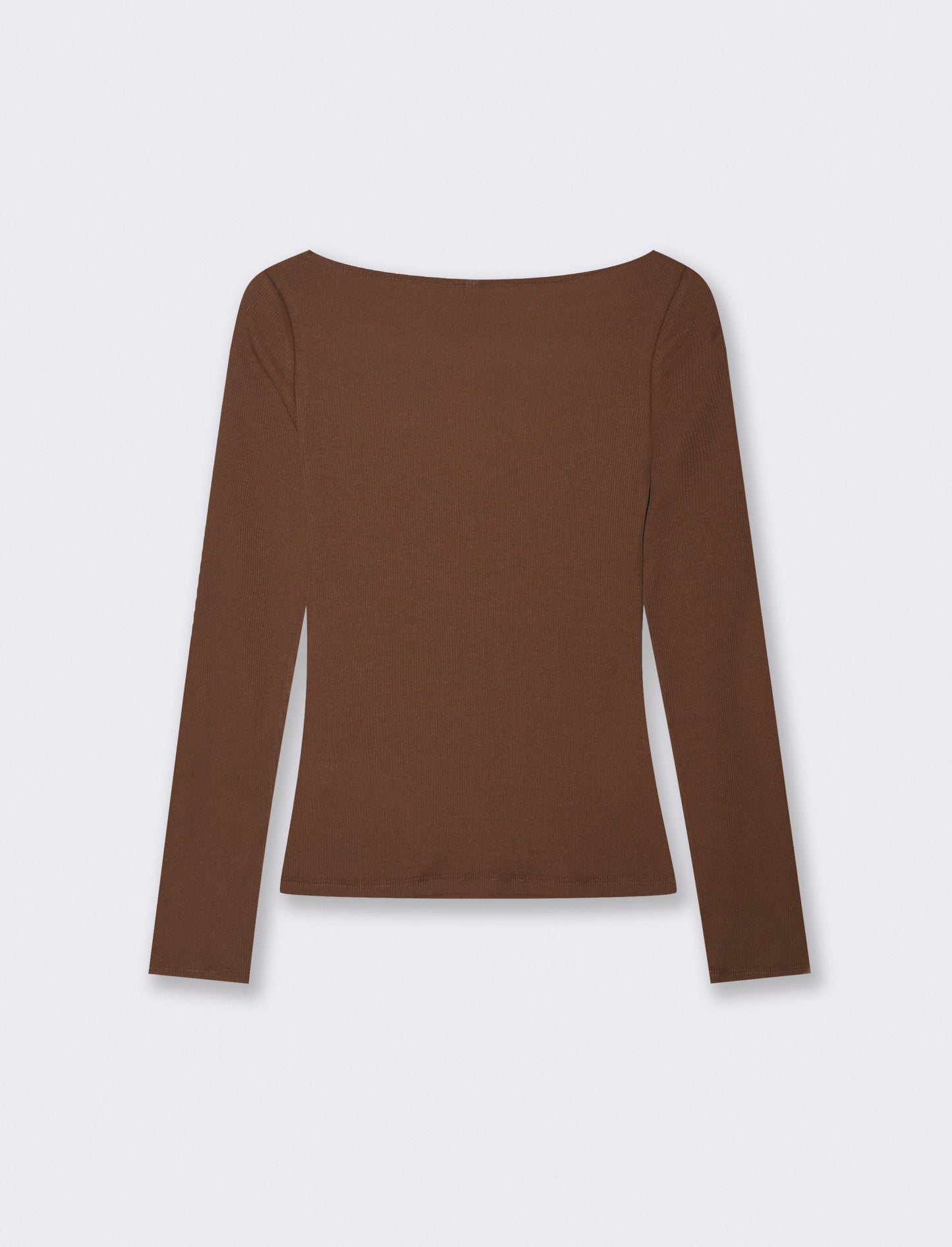 Lace V-neck Long T-shirt - Brown