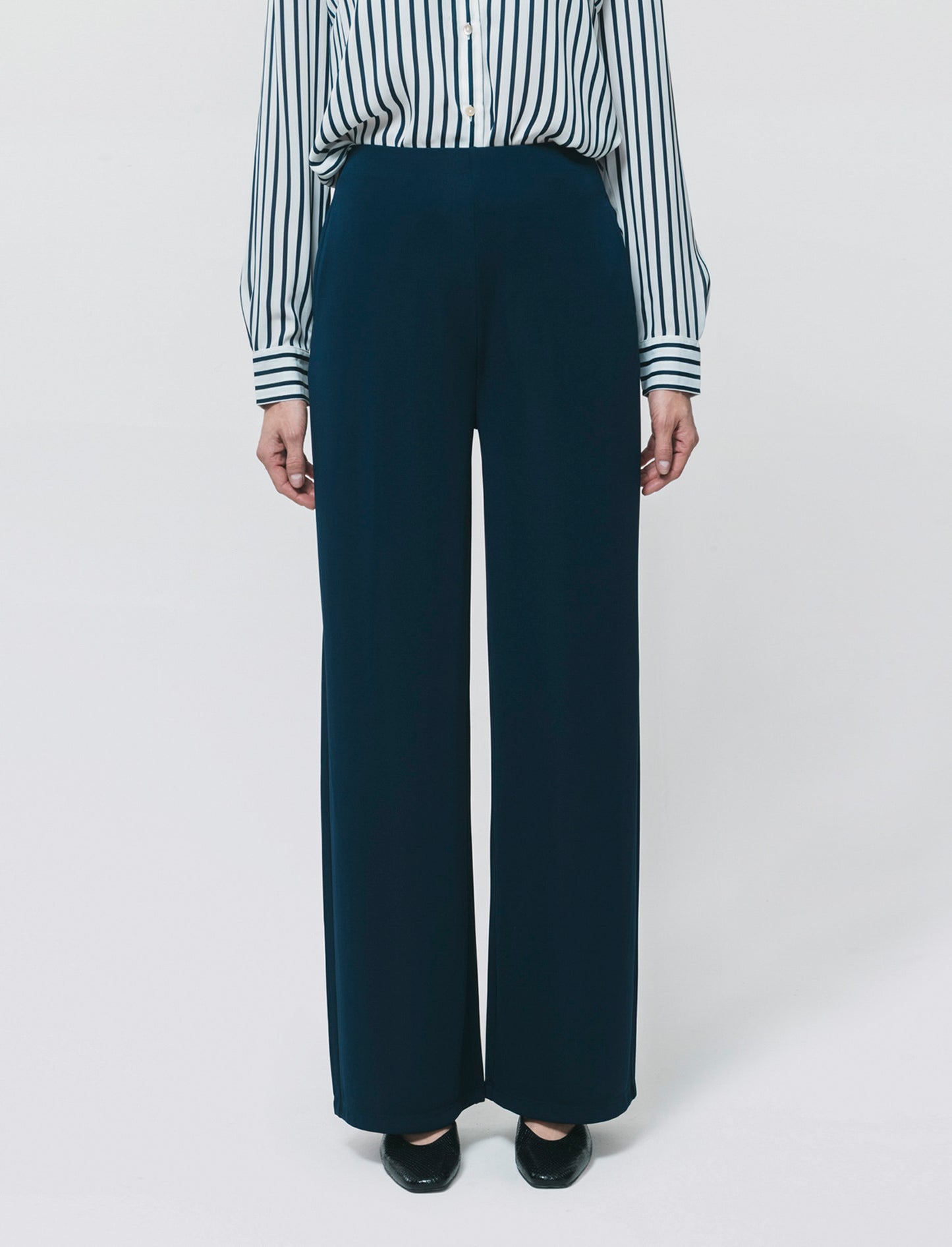 Pantalone Gamba Larga con Pinces - Blu