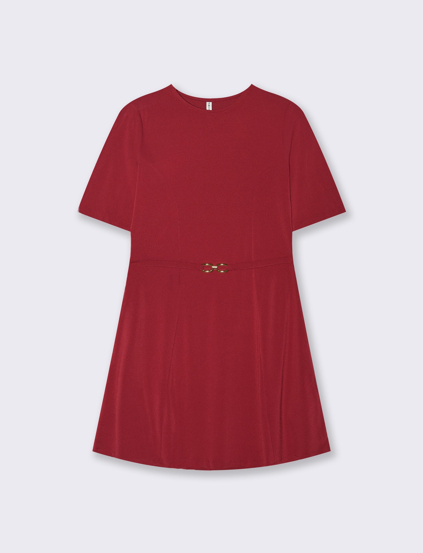 Vestito Manica Corta con Cintura - Rosso india