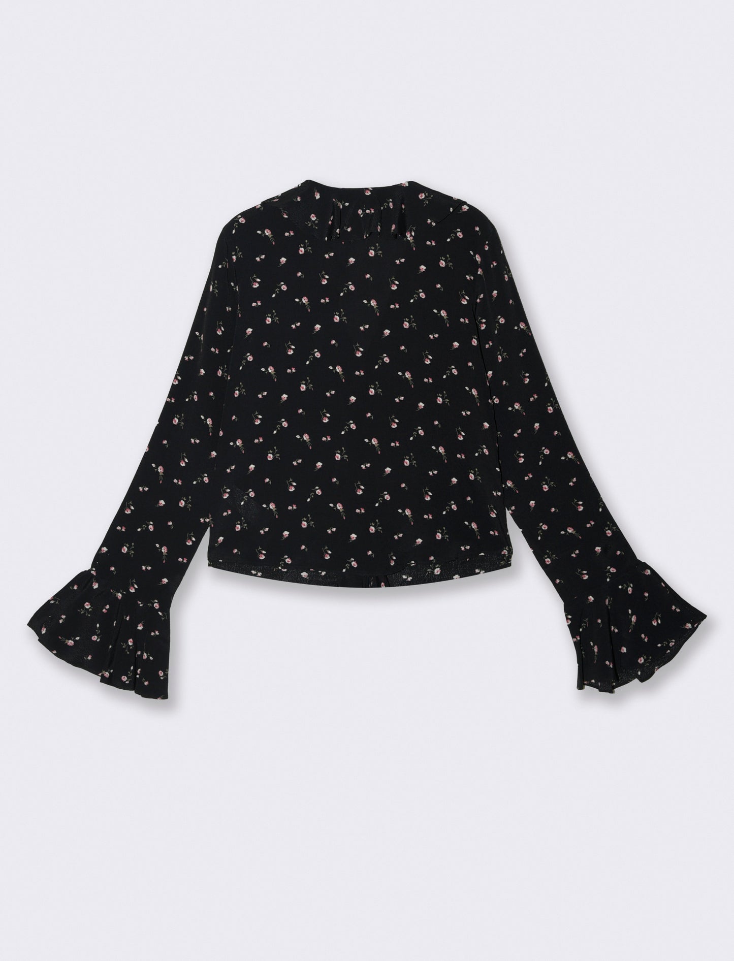 Camicia Stampata con Scollo a V e Rouches - var 1