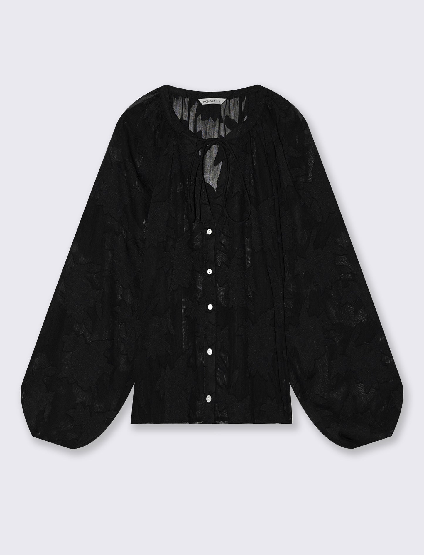 Blusa Manica Lunga con Bottoni Madreperla - Nero