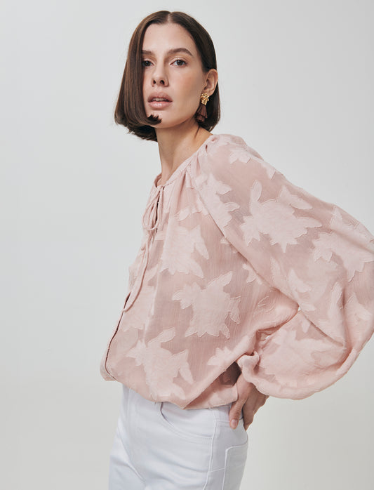 Blusa Manica Lunga con Bottoni Madreperla - Rosa chiaro