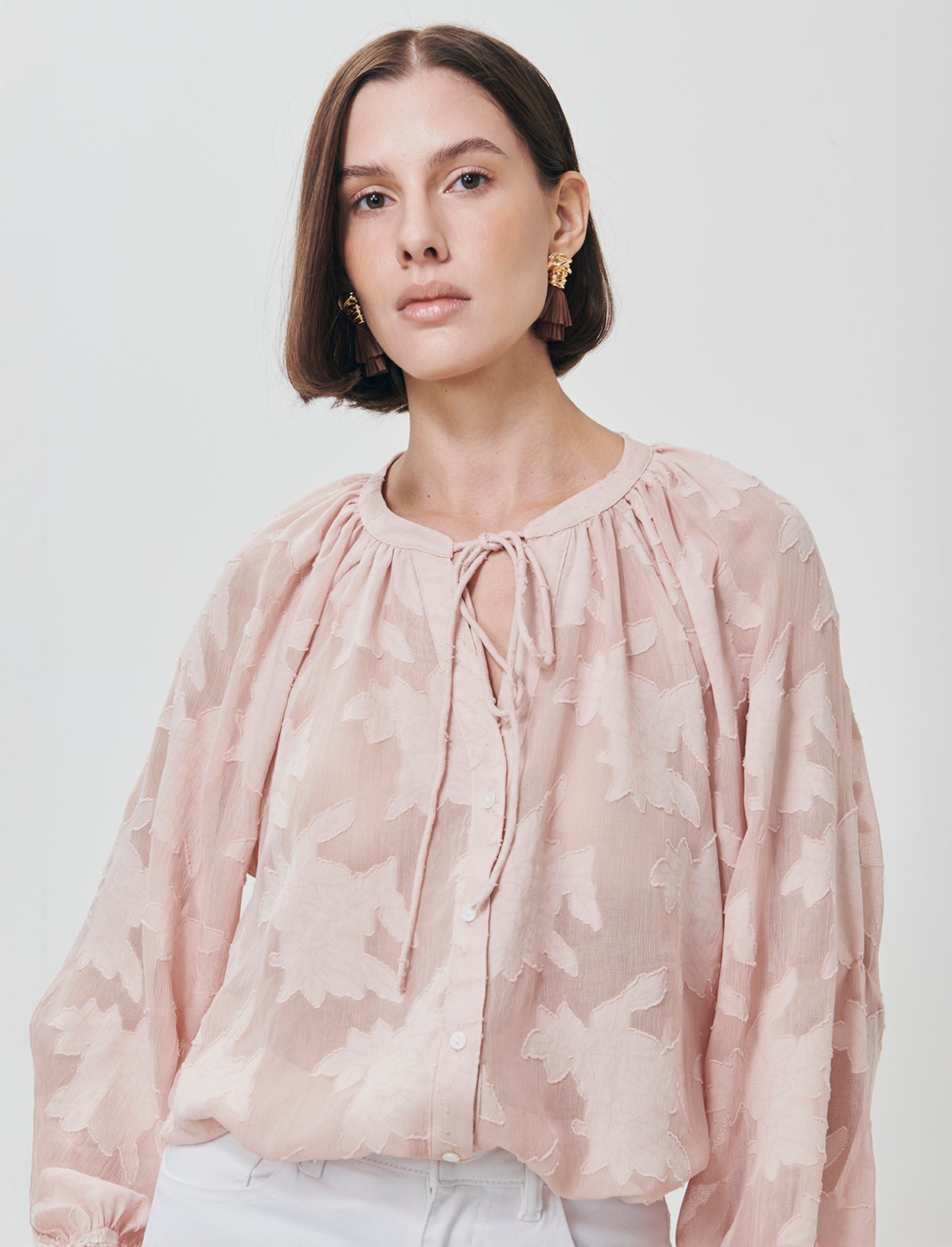 Blusa Manica Lunga con Bottoni Madreperla - Rosa chiaro