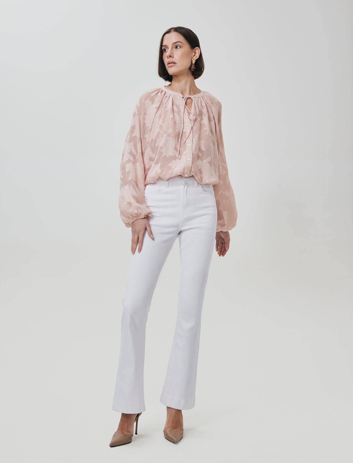 Blusa Manica Lunga con Bottoni Madreperla - Rosa chiaro