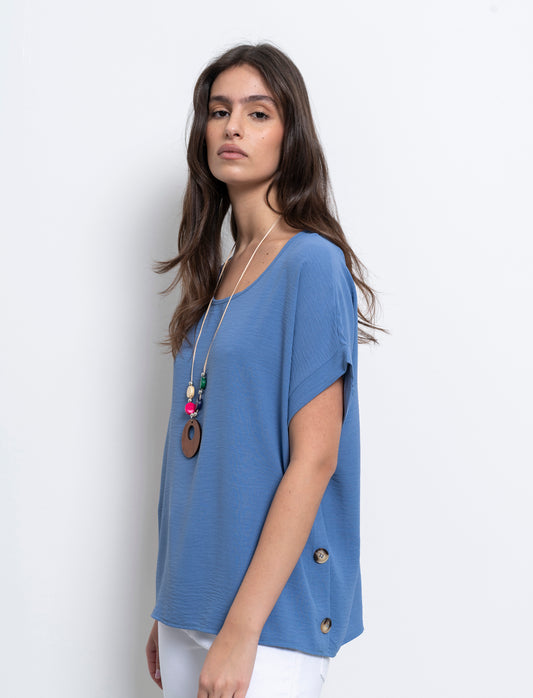 Casacca in viscosa con bottoni sul lato - Denim