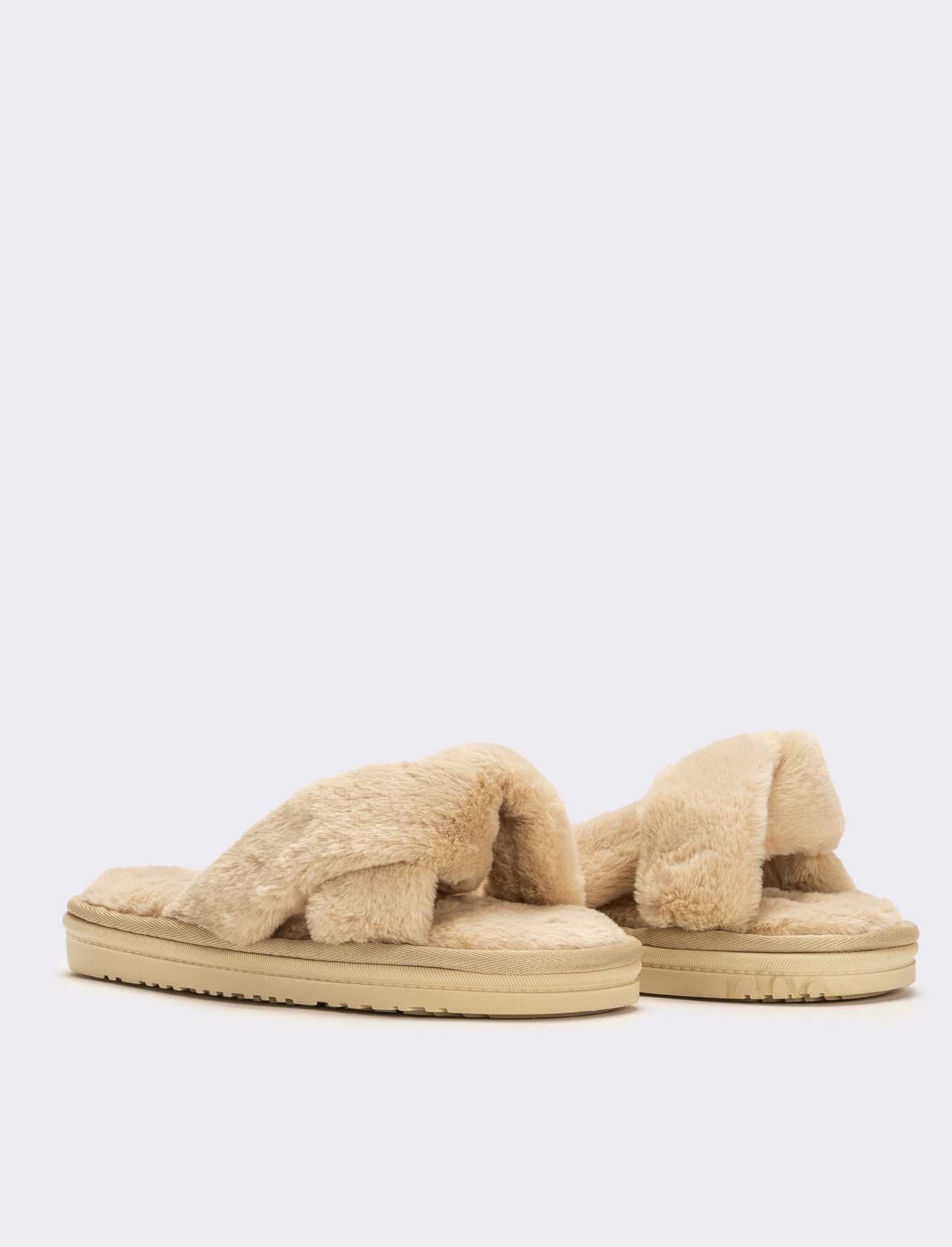 Pantofola aperta effetto furry da donna - Beige