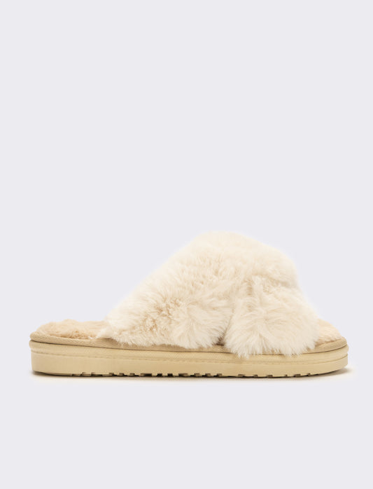 Pantofola con fasce intrecciate da donna - Bianco