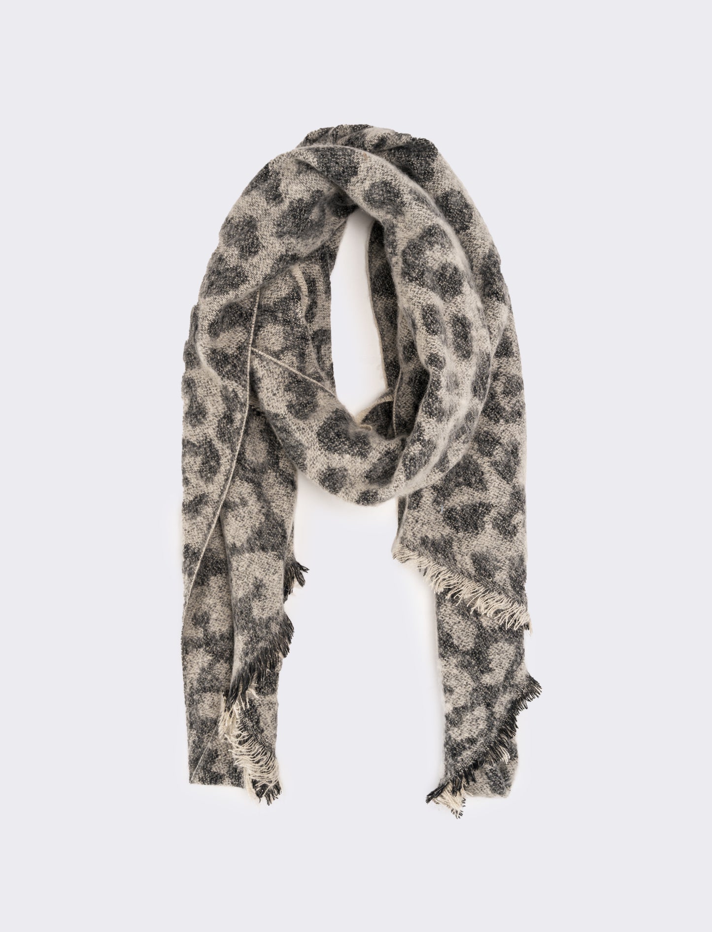 Sciarpa asimmetrica leopardata donna - Grigio