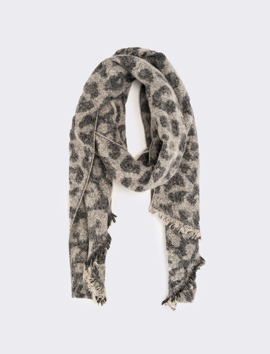 Sciarpa asimmetrica leopardata donna - Grigio