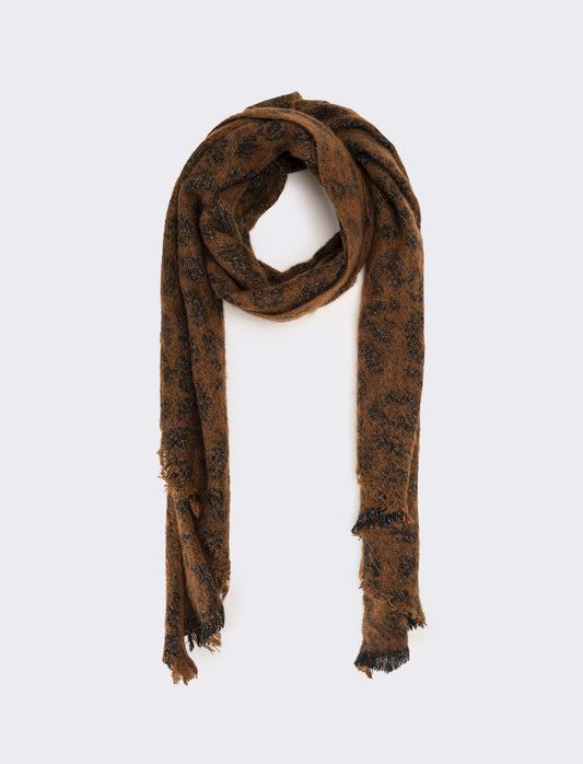 Sciarpa asimmetrica leopardata donna - Marrone