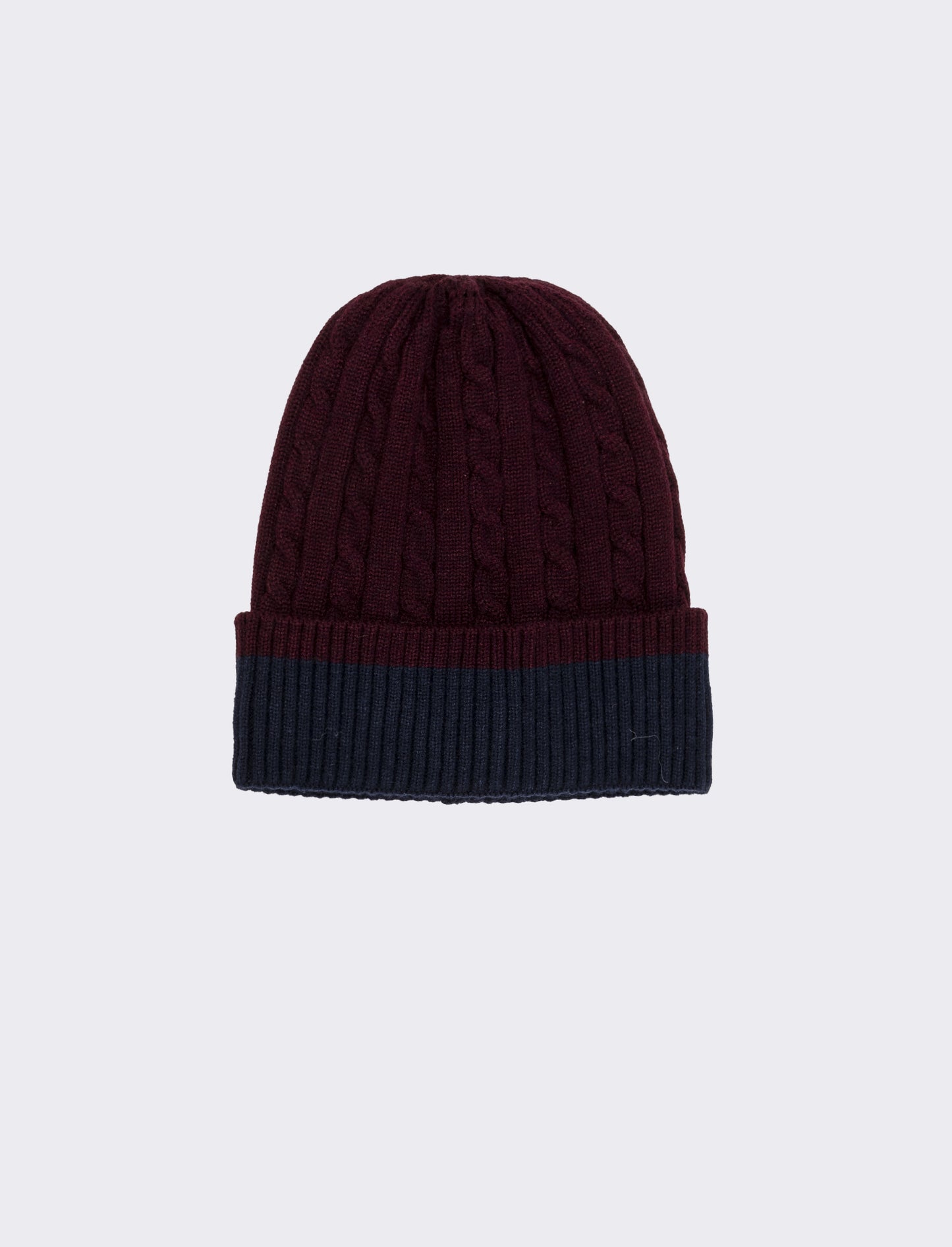 Cappello cuffia a trecce con risvolto uomo - Bordeaux