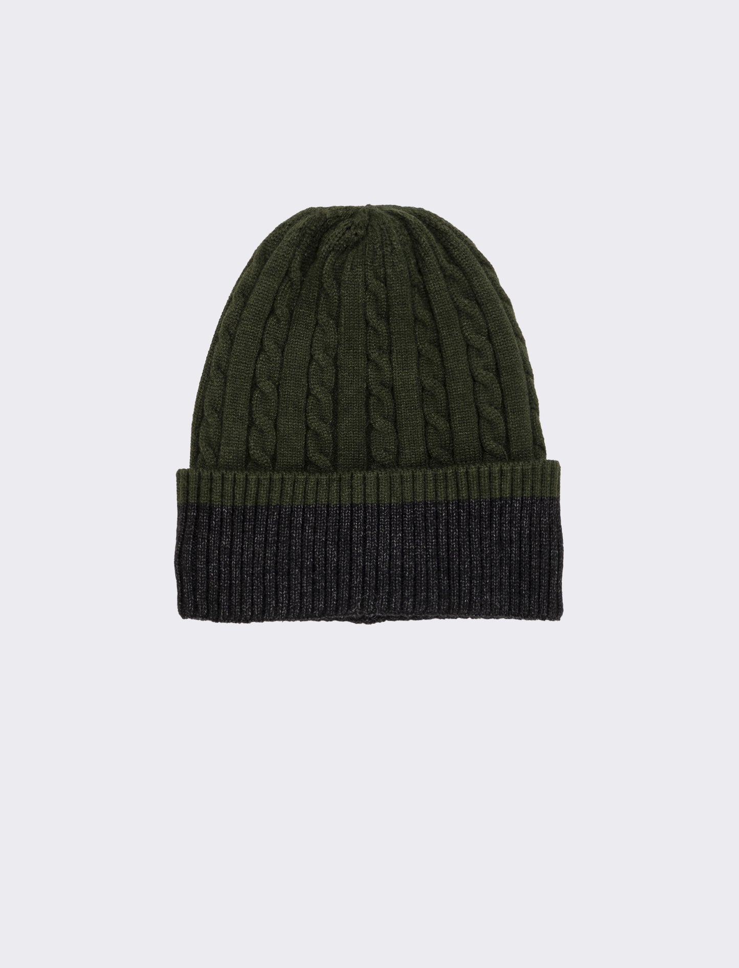 Cappello cuffia a trecce con risvolto uomo - Verde