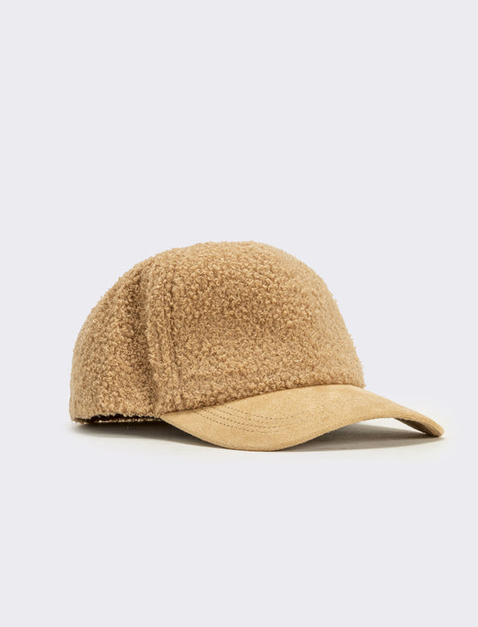 Cappello baseball effetto teddy visiera dainetto - Beige