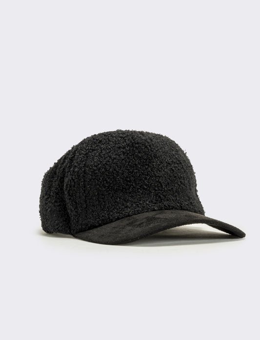 Cappello baseball effetto teddy visiera dainetto - Nero