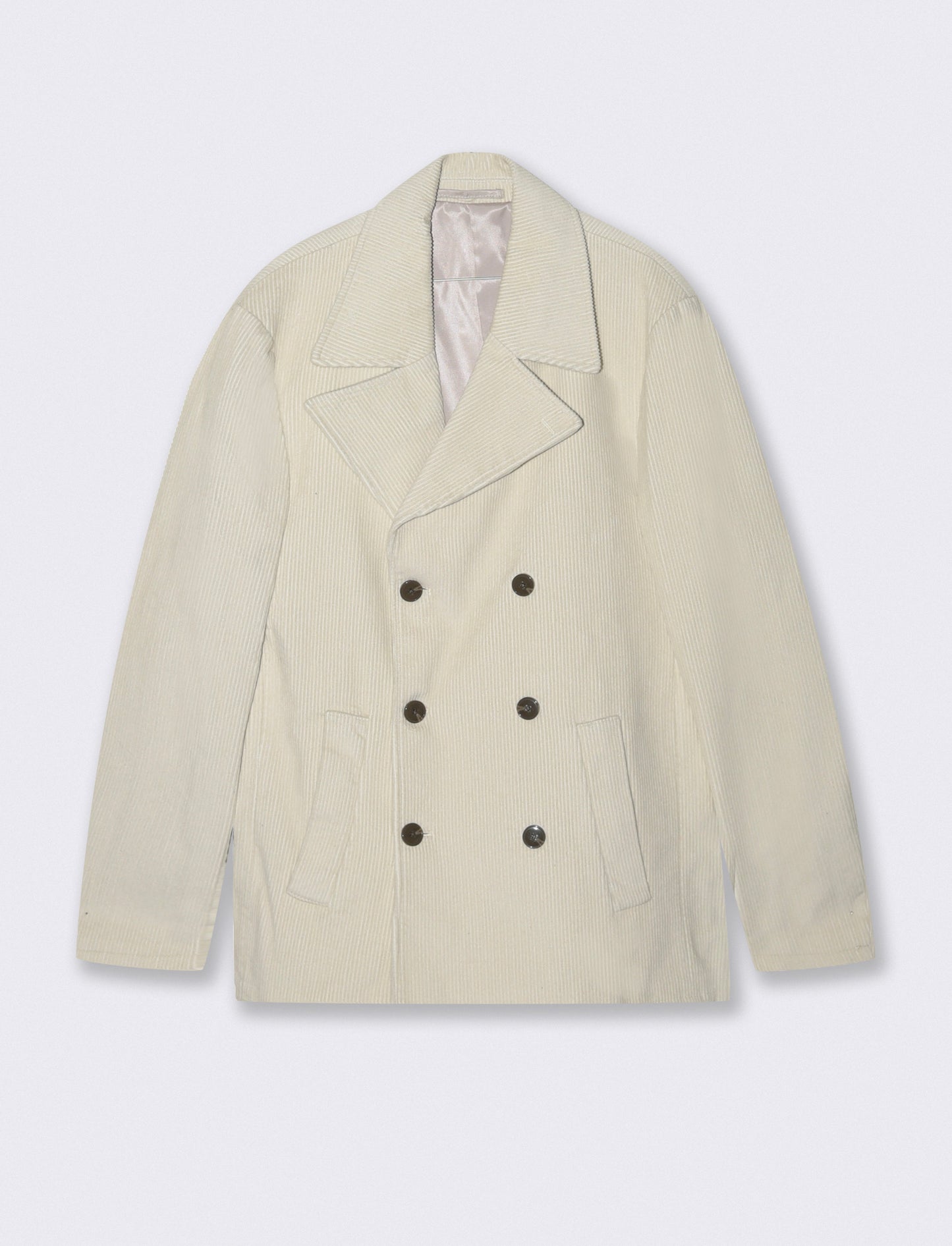 GIACCONE IN VELLUTO A COSTE DOPPIO PETTO - Beige ecru