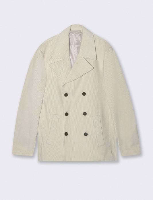 GIACCONE IN VELLUTO A COSTE DOPPIO PETTO - Beige ecru