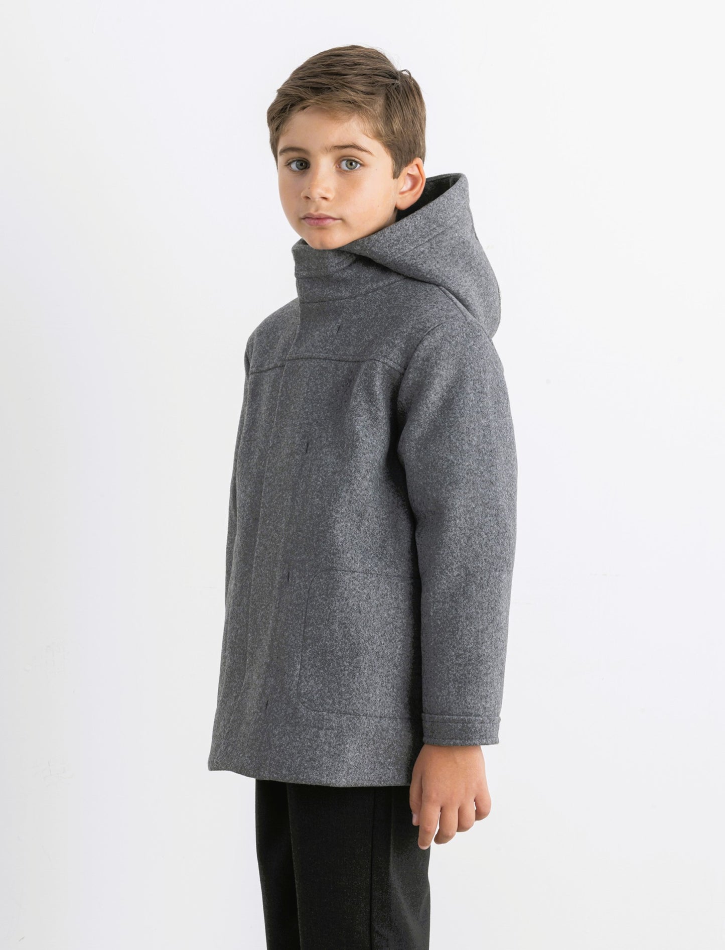 Cappotto con cappuccio. - Grigio