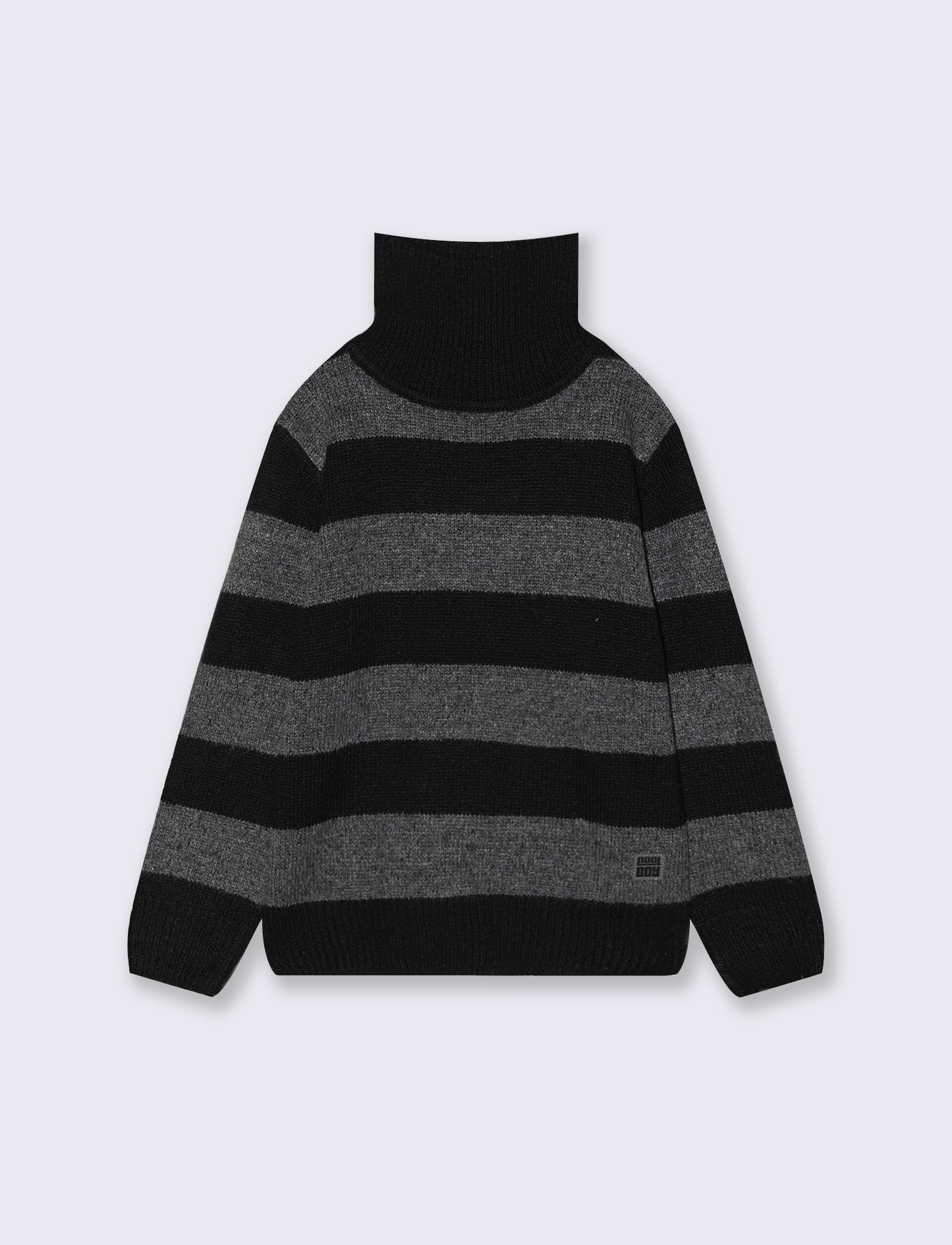 Maglia collo alto a righe. - Nero