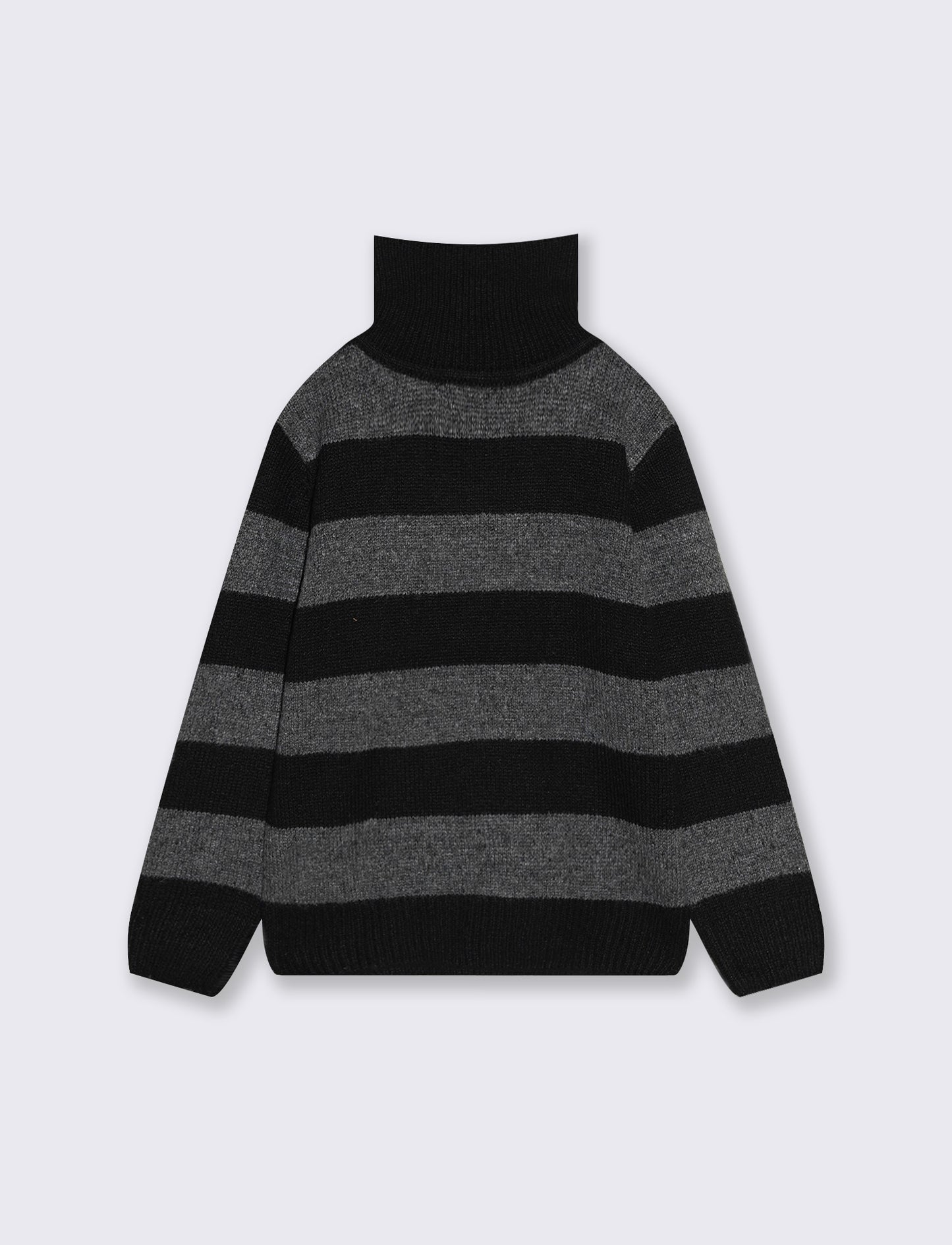 Maglia collo alto a righe. - Nero