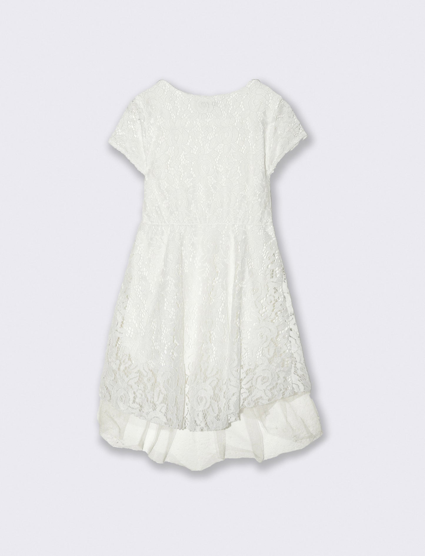 Abito da bambina svasato con balza in tulle - Bianco