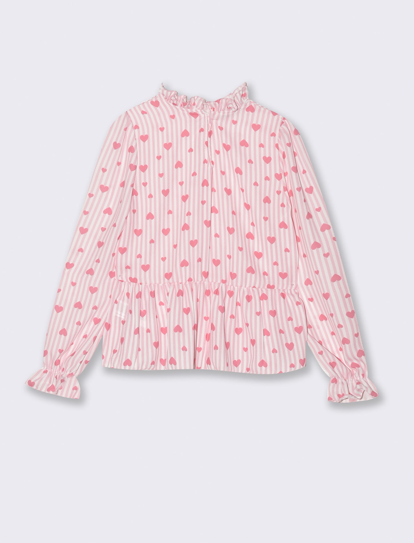 Camicia manica lunga stampata a righe da bambina. - Fantasia