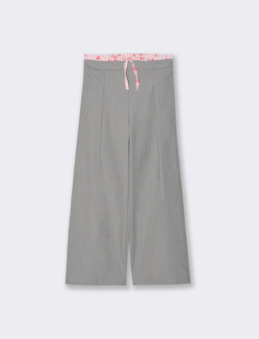 Pantaloni eleganti grigi con bustino a contrasto. - Grigio