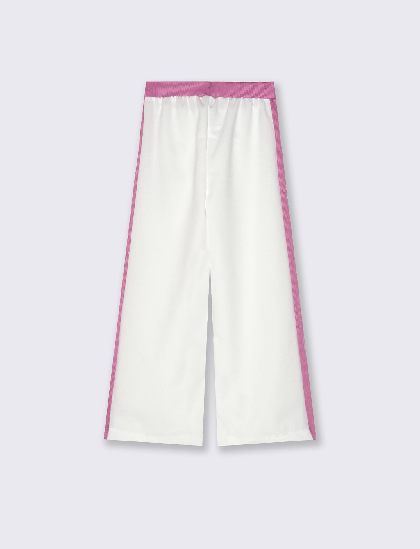 Jogger da bambina con costina a contrasto. - Bianco