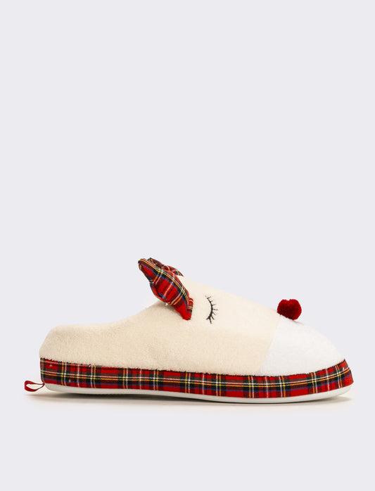 Pantofola natalizia da donna - Beige