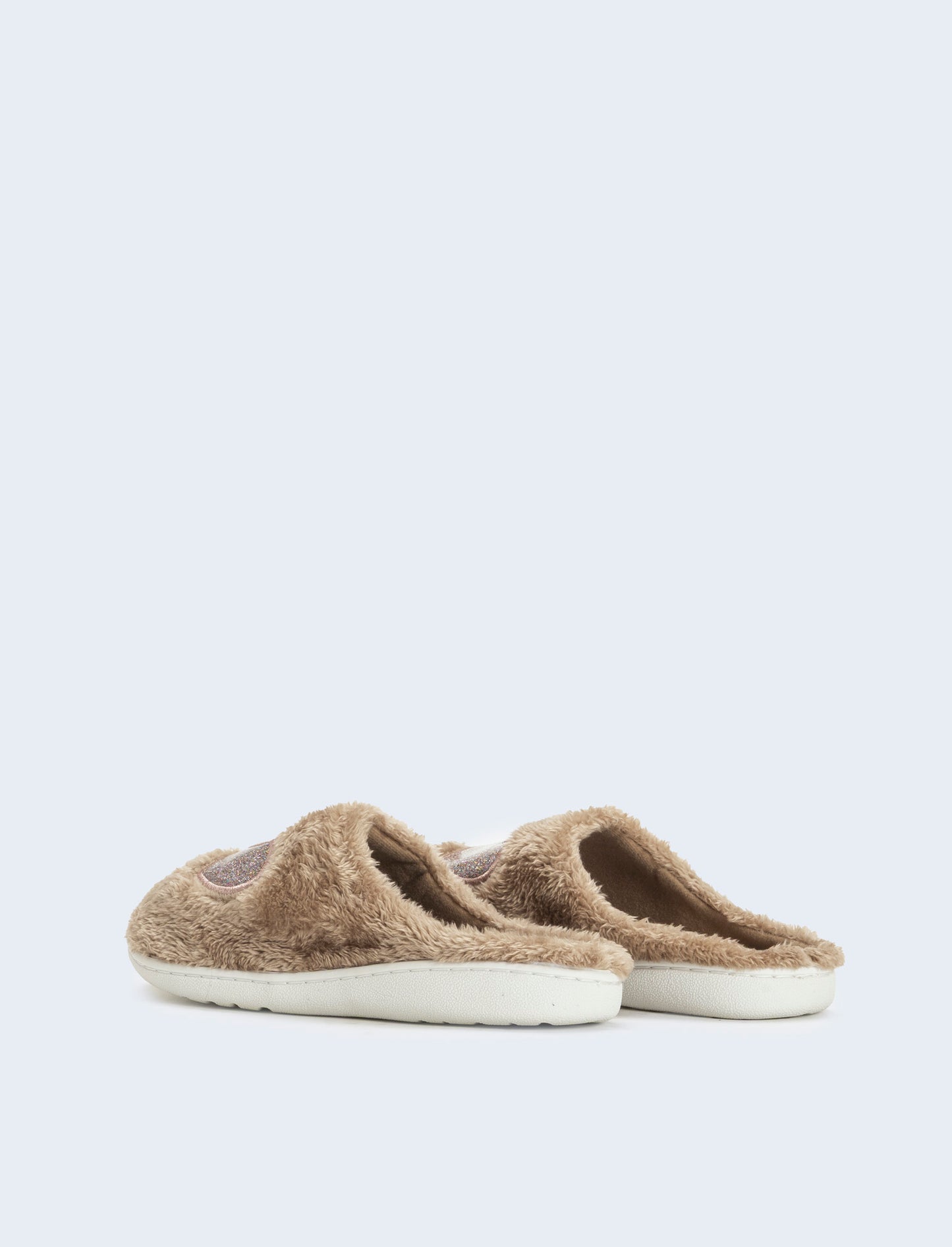 Pantofola con cuori da donna - Grigio tortora