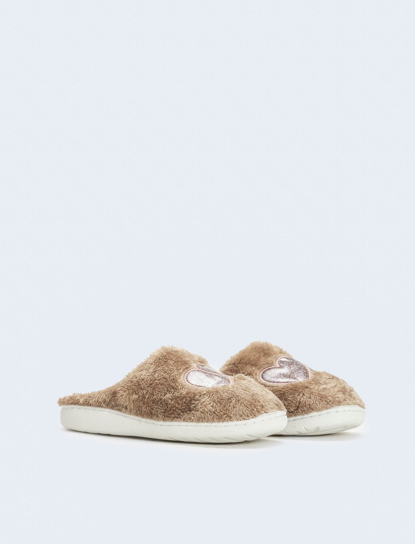 Pantofola con cuori da donna - Grigio tortora