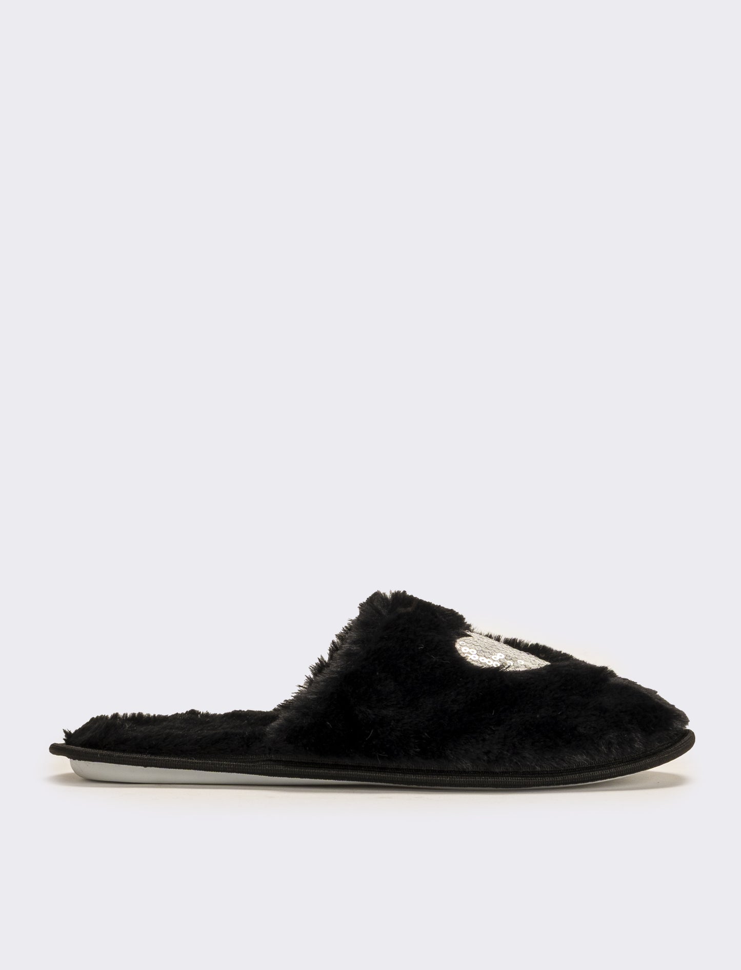 Pantofola calda effetto furry da donna - Nero