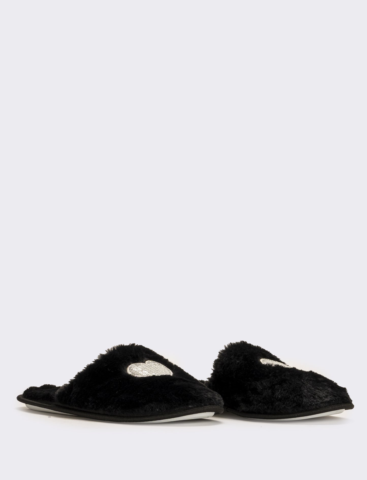 Pantofola calda effetto furry da donna - Nero