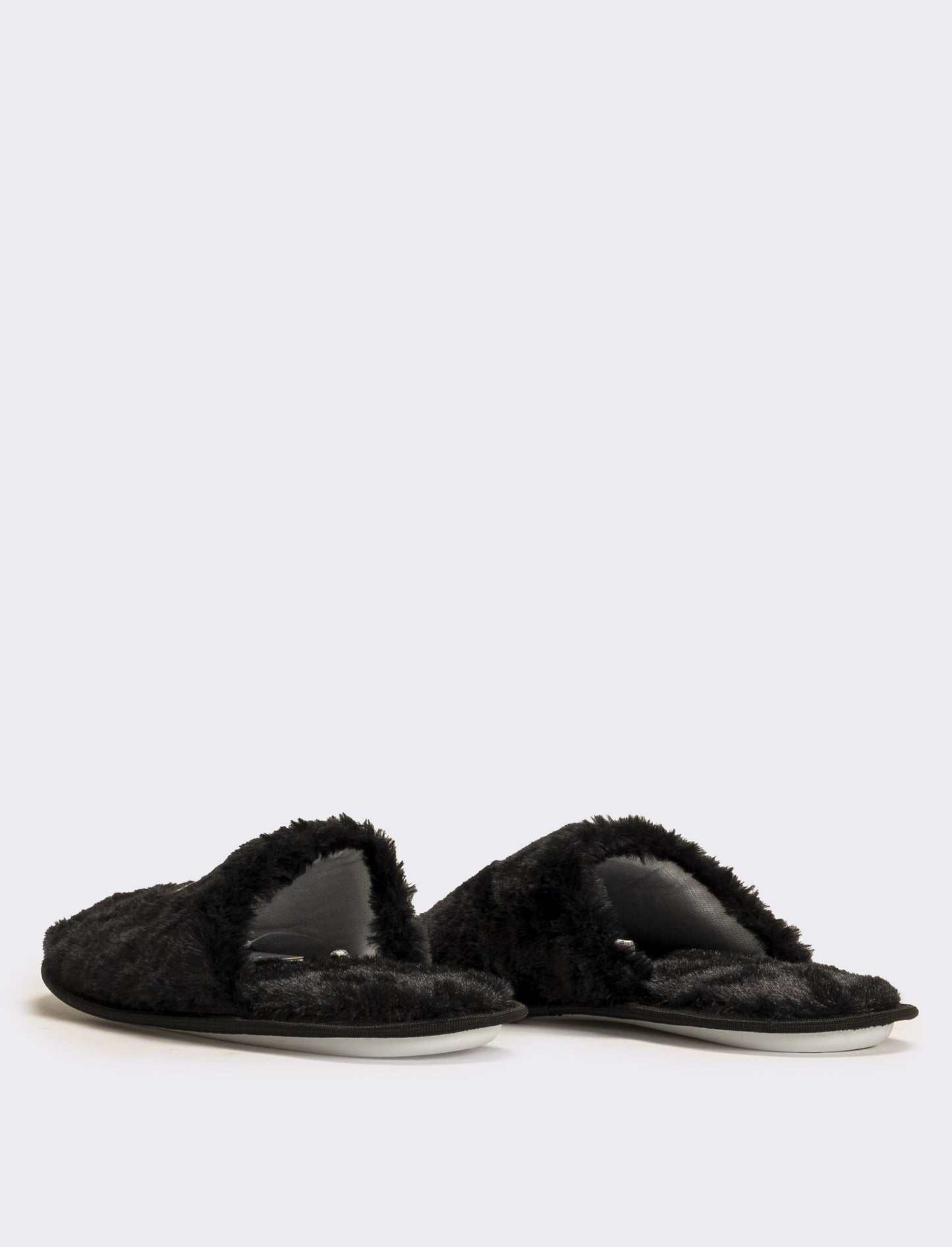 Pantofola calda effetto furry da donna - Nero